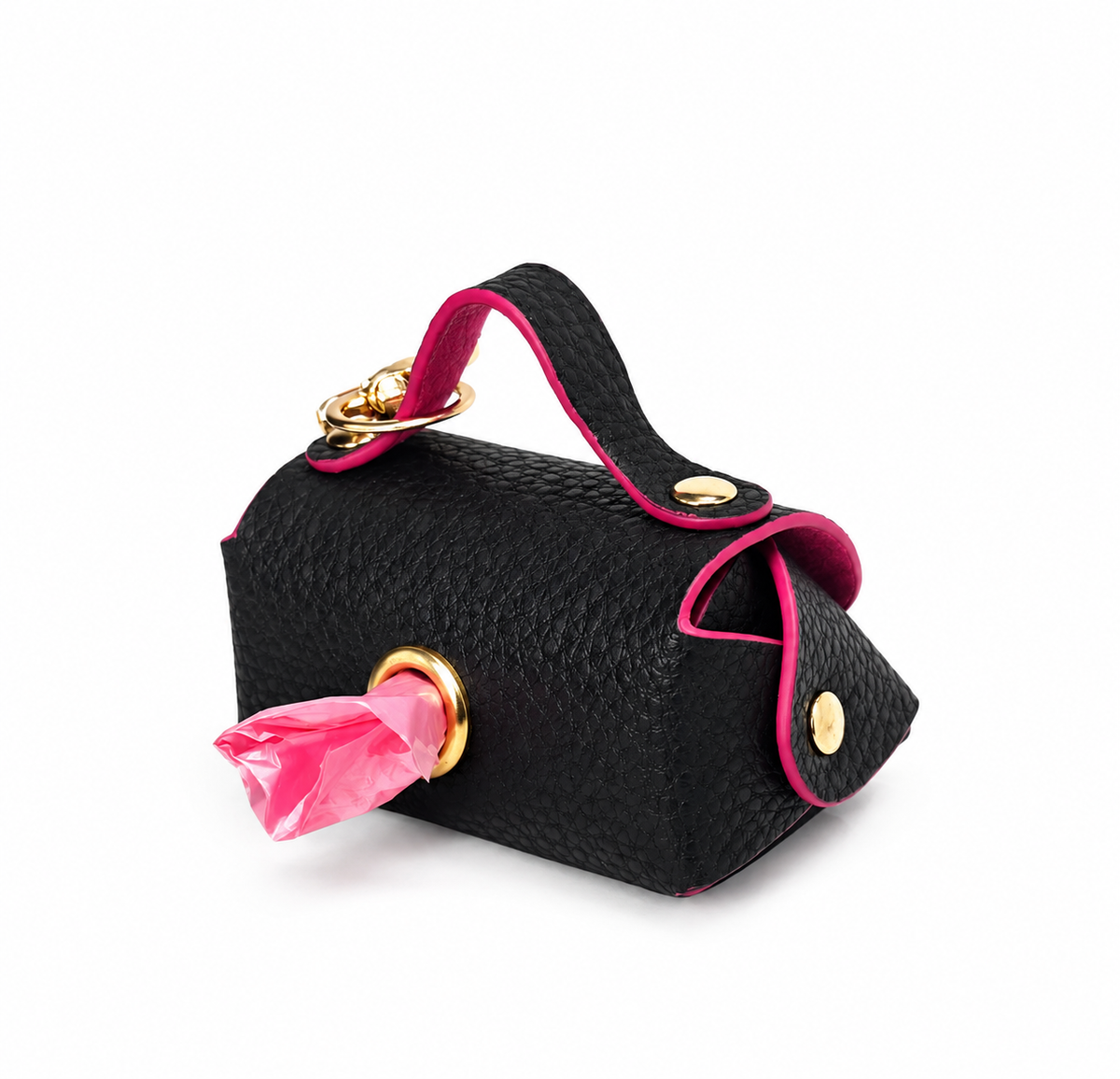 Puppy Noir Fuchsia – Leather Waste Bag Holder