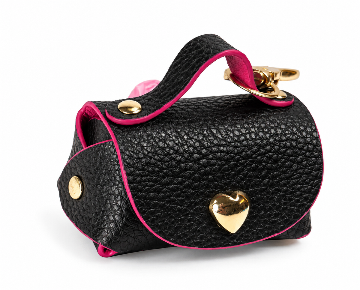 Puppy Noir Fuchsia – Leather Waste Bag Holder