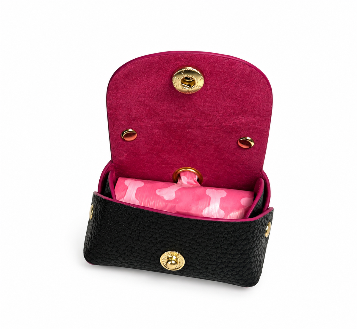 Puppy Noir Fuchsia – Leather Waste Bag Holder